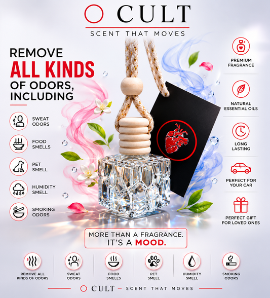O CULT Mystic Amber Premium Car Fragrance, Hanging Air Freshener, Oil Form, Long Lasting up to 90 Days, Comes with Secret Message Tag,10ml