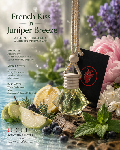 O CULT French Kiss Breeze Premium Car Fragrance, Oil, Hanging Air Freshener, Toxin-free oil, Lasts up to 90 Days, 10ml