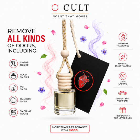 O CULT Blue Seduction Premium Car Fragrance, Hanging Air Freshener, Oil, 10ml, Lasts up to 90 Days, Unisex Scent