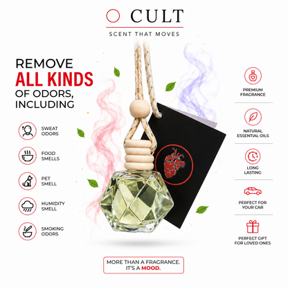 O CULT French Kiss Breeze Premium Car Fragrance, Oil, Hanging Air Freshener, Toxin-free oil, Lasts up to 90 Days, 10ml